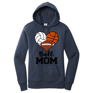 Ball Mom Funny Volleyball Basketball Football Player Mom Meaningful Gift Women's Pullover Hoodie