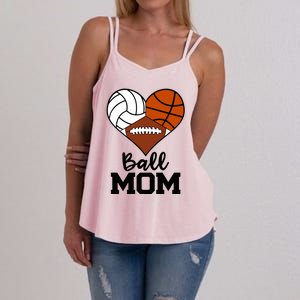 Ball Mom Funny Volleyball Basketball Football Player Mom Meaningful Gift Women's Strappy Tank