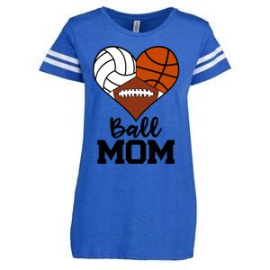 Ball Mom Funny Volleyball Basketball Football Player Mom Meaningful Gift Enza Ladies Jersey Football T-Shirt