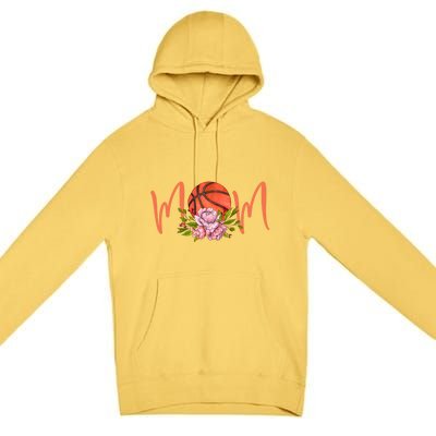 Basketball Mom Floral Funny Mommy Mother's Day Gift Premium Pullover Hoodie