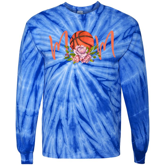 Basketball Mom Floral Funny Mommy Mother's Day Gift Tie-Dye Long Sleeve Shirt