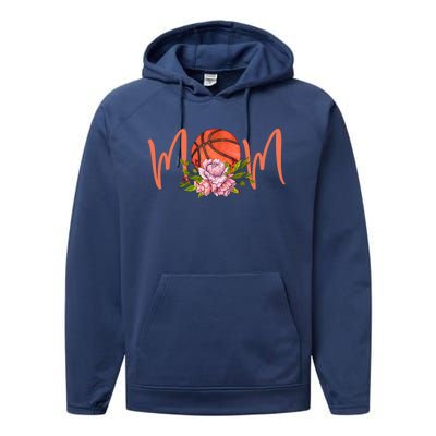 Basketball Mom Floral Funny Mommy Mother's Day Gift Performance Fleece Hoodie