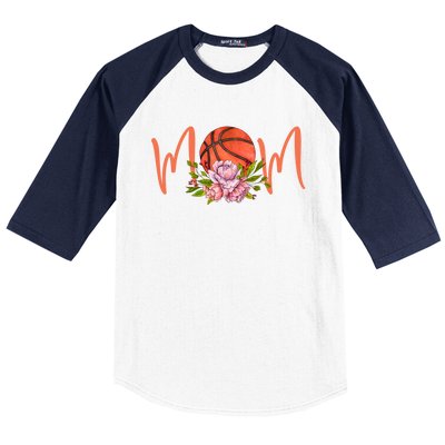 Basketball Mom Floral Funny Mommy Mother's Day Gift Baseball Sleeve Shirt