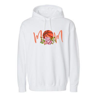 Basketball Mom Floral Funny Mommy Mother's Day Gift Garment-Dyed Fleece Hoodie