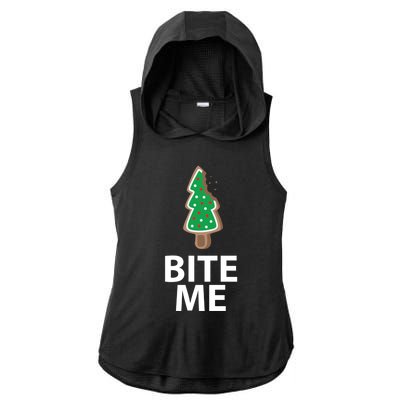 Bite Me Funny Christmas Cookie Xmas Meaningful Gift Ladies PosiCharge Tri-Blend Wicking Draft Hoodie Tank