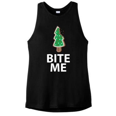 Bite Me Funny Christmas Cookie Xmas Meaningful Gift Ladies PosiCharge Tri-Blend Wicking Tank