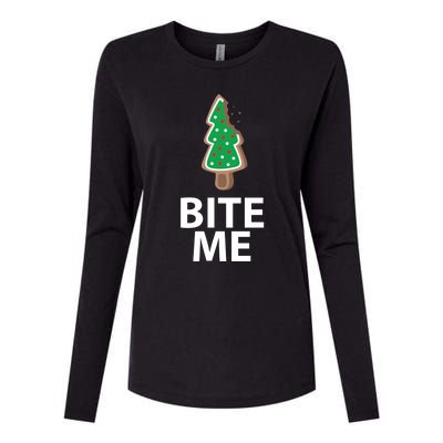 Bite Me Funny Christmas Cookie Xmas Meaningful Gift Womens Cotton Relaxed Long Sleeve T-Shirt