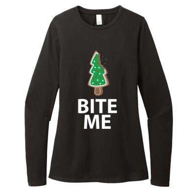 Bite Me Funny Christmas Cookie Xmas Meaningful Gift Womens CVC Long Sleeve Shirt