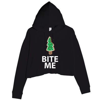 Bite Me Funny Christmas Cookie Xmas Meaningful Gift Crop Fleece Hoodie