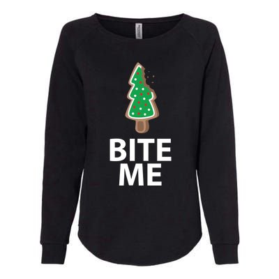 Bite Me Funny Christmas Cookie Xmas Meaningful Gift Womens California Wash Sweatshirt