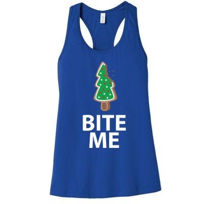 Bite Me Funny Christmas Cookie Xmas Meaningful Gift Women's Racerback Tank