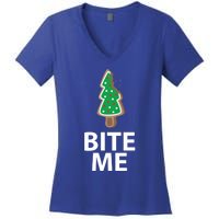 Bite Me Funny Christmas Cookie Xmas Meaningful Gift Women's V-Neck T-Shirt