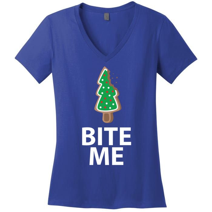 Bite Me Funny Christmas Cookie Xmas Meaningful Gift Women's V-Neck T-Shirt