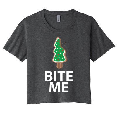 Bite Me Funny Christmas Cookie Xmas Meaningful Gift Women's Crop Top Tee