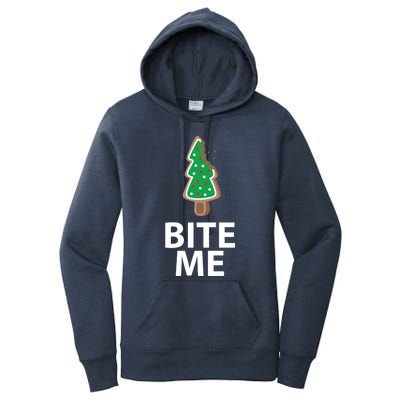 Bite Me Funny Christmas Cookie Xmas Meaningful Gift Women's Pullover Hoodie