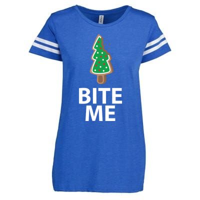 Bite Me Funny Christmas Cookie Xmas Meaningful Gift Enza Ladies Jersey Football T-Shirt