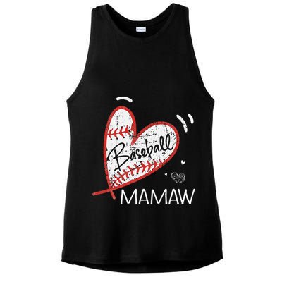 Baseball Mamaw For Grandma Women Mother's Day Gifts Ladies PosiCharge Tri-Blend Wicking Tank