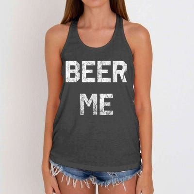 Beer Me Funny Beer Drinking Women's Knotted Racerback Tank