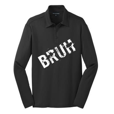 Bruh Meme Funny Saying Brother Greeting Silk Touch Performance Long Sleeve Polo