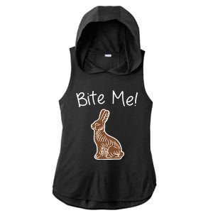 Bite Me Funny Chocolate Easter Bunny Ladies PosiCharge Tri-Blend Wicking Draft Hoodie Tank