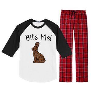 Bite Me Funny Chocolate Easter Bunny Raglan Sleeve Pajama Set