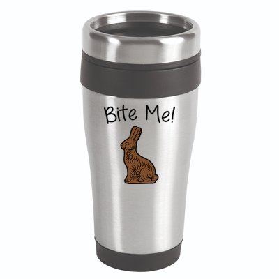 Bite Me Funny Chocolate Easter Bunny 16oz Travel Tumbler