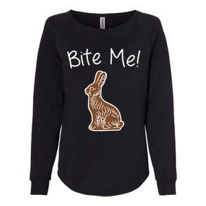 Bite Me Funny Chocolate Easter Bunny Womens California Wash Sweatshirt