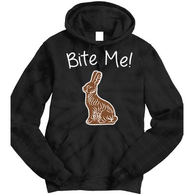 Bite Me Funny Chocolate Easter Bunny Tie Dye Hoodie