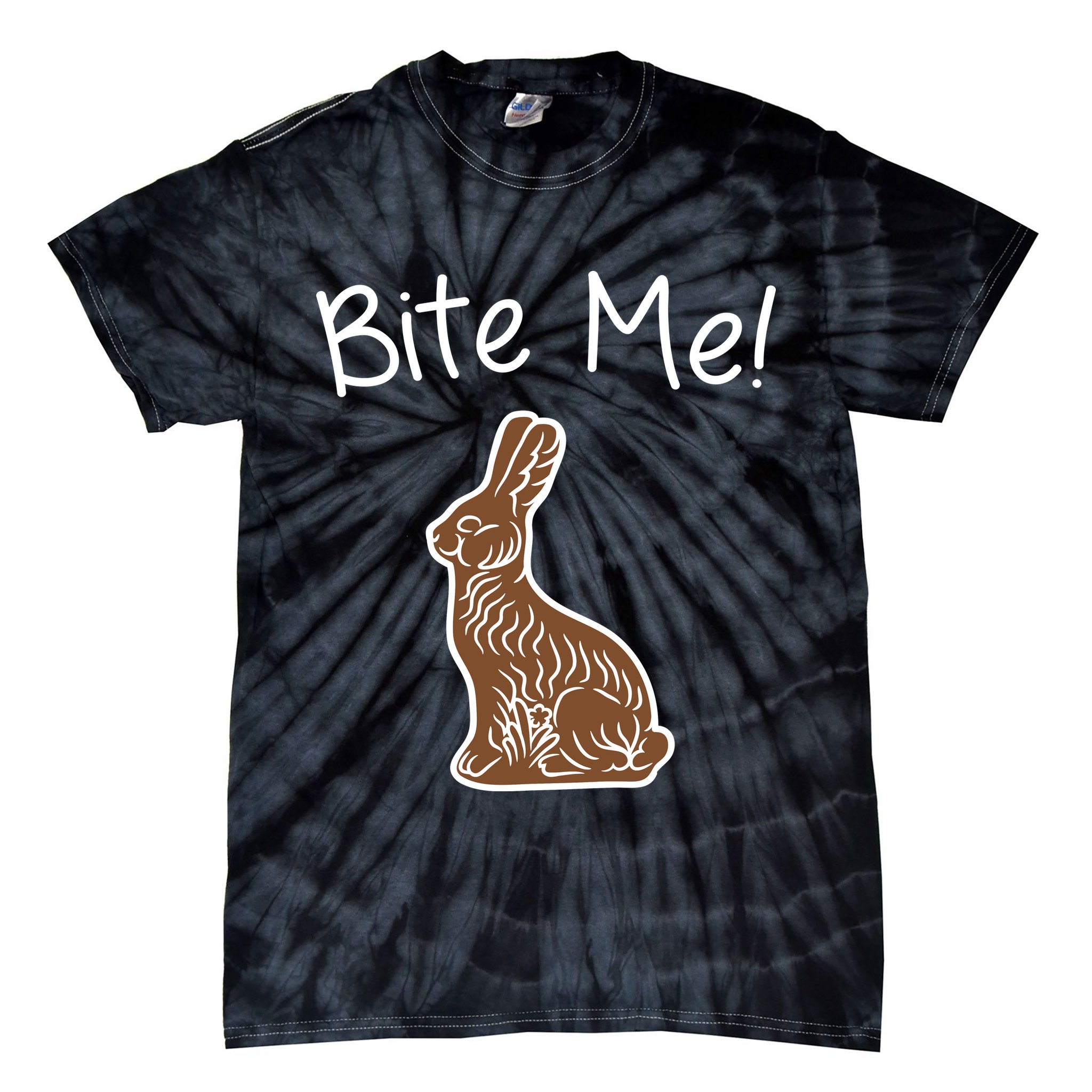 Bite Me Funny Chocolate Easter Bunny Tie-Dye T-Shirt
