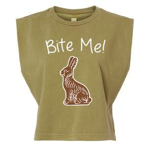 Bite Me Funny Chocolate Easter Bunny Garment-Dyed Women's Muscle Tee