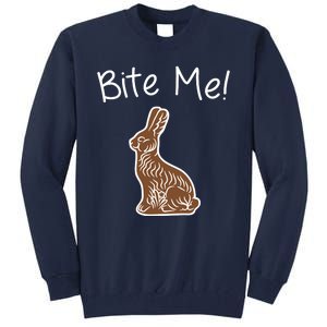 Bite Me Funny Chocolate Easter Bunny Tall Sweatshirt