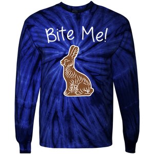 Bite Me Funny Chocolate Easter Bunny Tie-Dye Long Sleeve Shirt