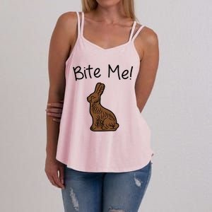 Bite Me Funny Chocolate Easter Bunny Women's Strappy Tank