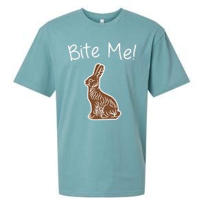 Bite Me Funny Chocolate Easter Bunny Sueded Cloud Jersey T-Shirt