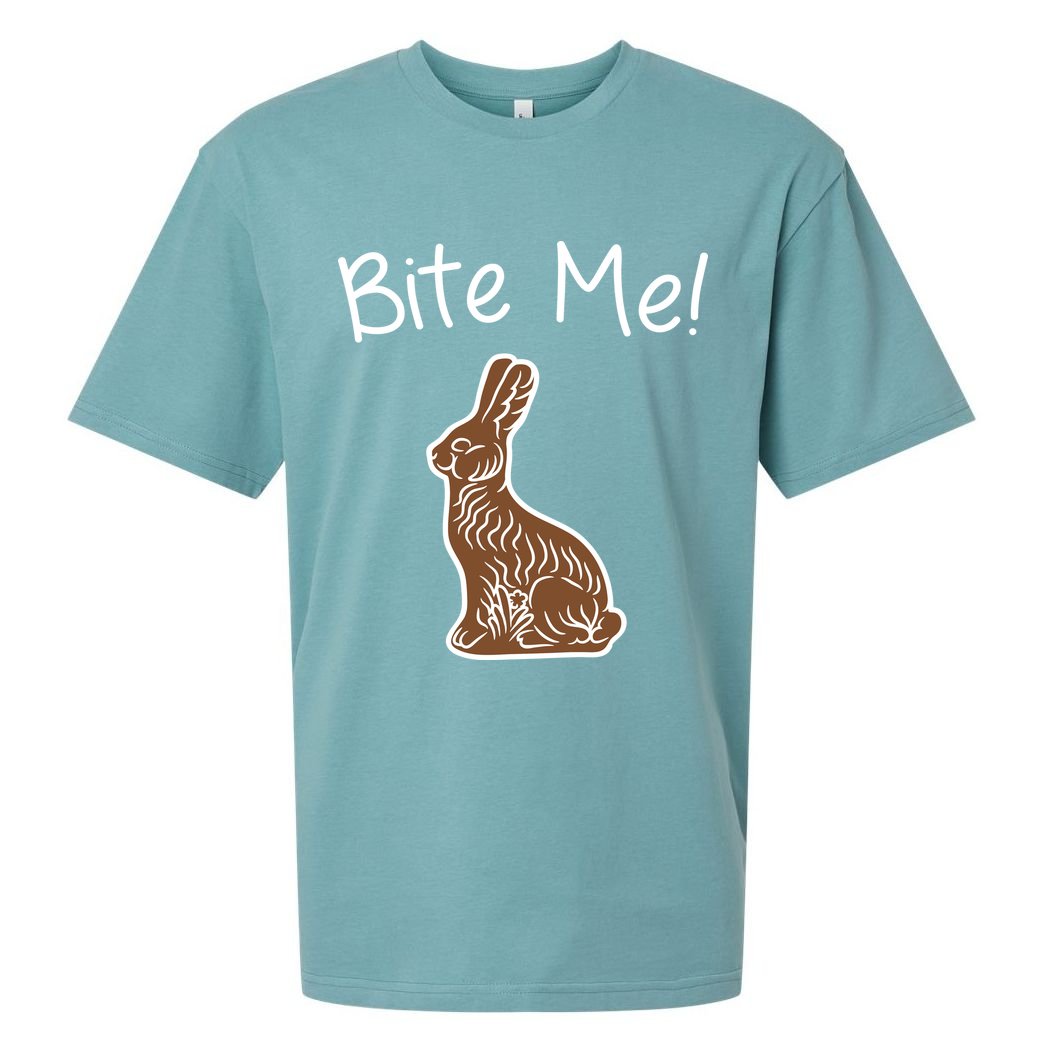 Bite Me Funny Chocolate Easter Bunny Sueded Cloud Jersey T-Shirt