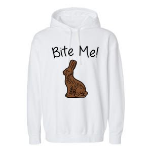 Bite Me Funny Chocolate Easter Bunny Garment-Dyed Fleece Hoodie