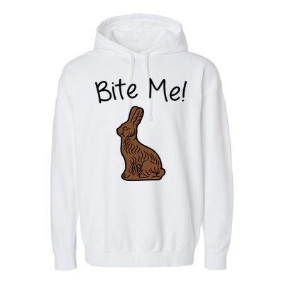 Bite Me Funny Chocolate Easter Bunny Garment-Dyed Fleece Hoodie