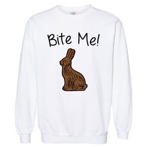 Bite Me Funny Chocolate Easter Bunny Garment-Dyed Sweatshirt