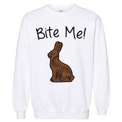 Bite Me Funny Chocolate Easter Bunny Garment-Dyed Sweatshirt