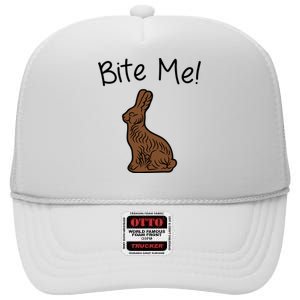 Bite Me Funny Chocolate Easter Bunny High Crown Mesh Back Trucker Hat