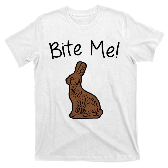 Bite Me Funny Chocolate Easter Bunny T-Shirt