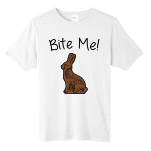 Bite Me Funny Chocolate Easter Bunny Tall Fusion ChromaSoft Performance T-Shirt