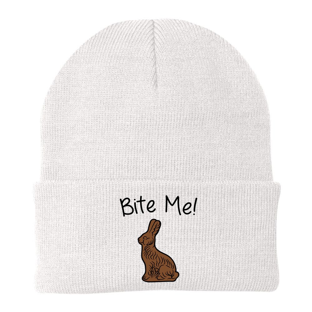 Bite Me Funny Chocolate Easter Bunny Beanie