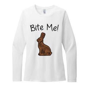 Bite Me Funny Chocolate Easter Bunny Womens CVC Long Sleeve Shirt