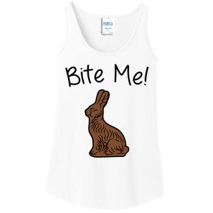 Bite Me Funny Chocolate Easter Bunny Ladies Essential Tank