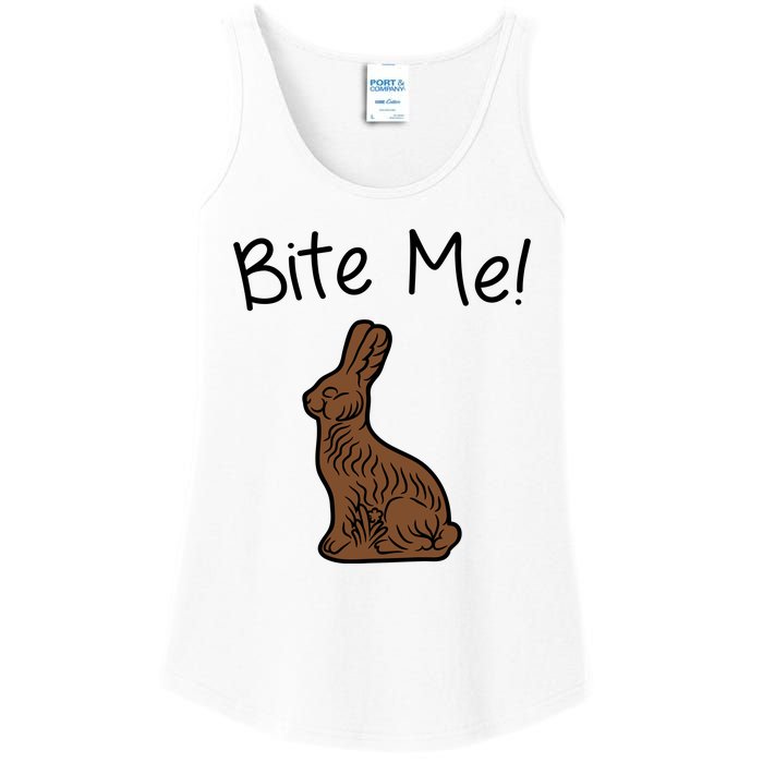 Bite Me Funny Chocolate Easter Bunny Ladies Essential Tank