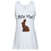 Bite Me Funny Chocolate Easter Bunny Ladies Essential Flowy Tank