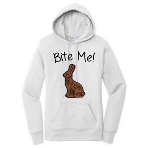 Bite Me Funny Chocolate Easter Bunny Women's Pullover Hoodie