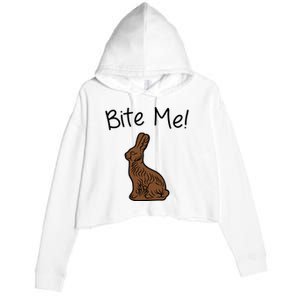 Bite Me Funny Chocolate Easter Bunny Crop Fleece Hoodie