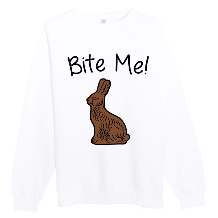 Bite Me Funny Chocolate Easter Bunny Premium Crewneck Sweatshirt